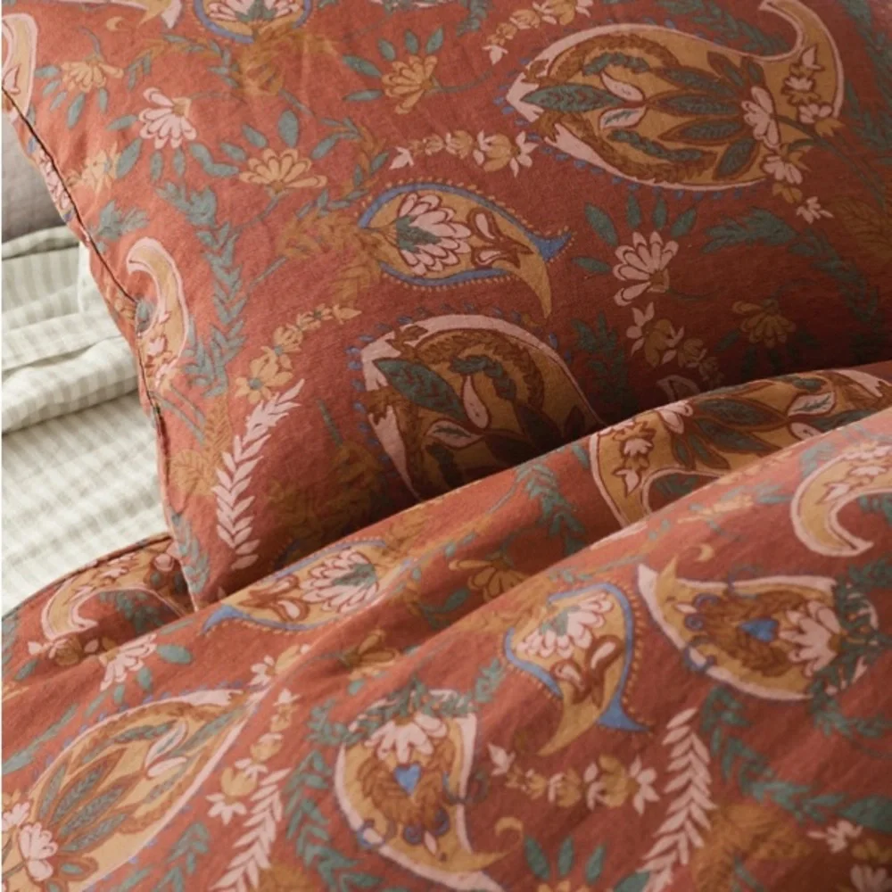 Garnet Hill Priya Paisley Relaxed-Linen Twin  Duvet Cover